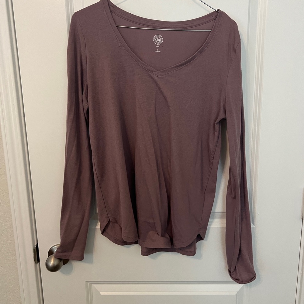 SO Women's Dusty Purple Long Sleeve Blouse